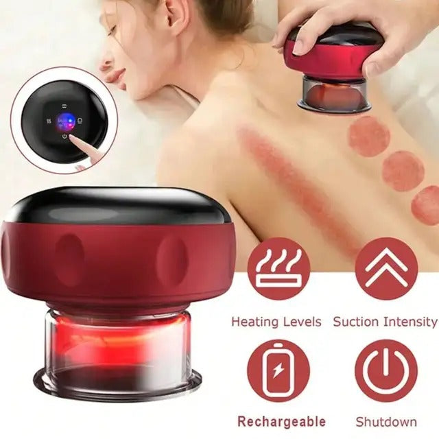 Electric Vacuum Cupping &amp; Scraping Massage Device – Heated Suction Cup Therapy Set for Body Wellness 🔥