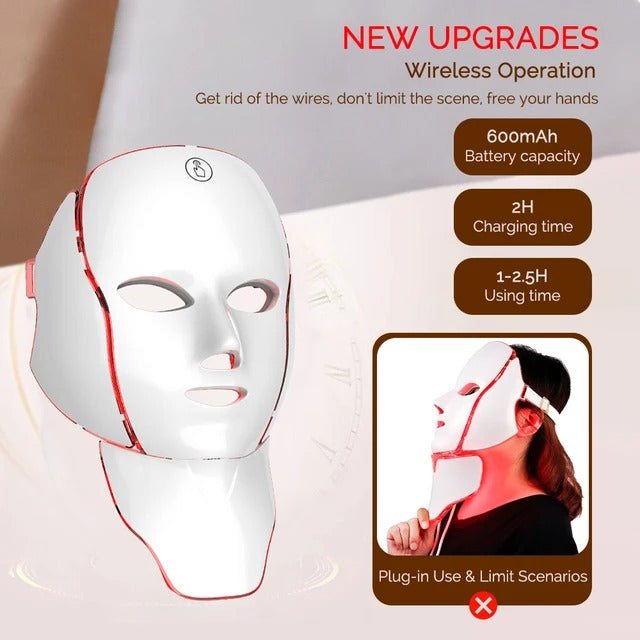 LED Facial Neck Mask – 7-Color Light Therapy for Anti-Aging Skin Rejuvenation ✨💡