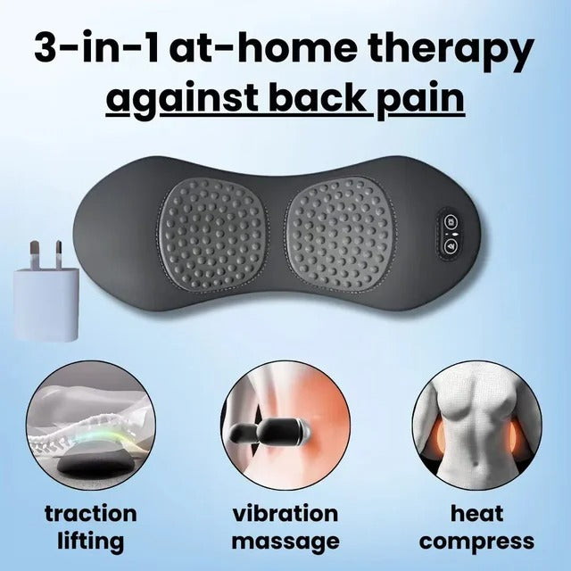 3-in-1 Back Massager Pillow with Heat Vibration – Lower Back Stretch Support 🔥💆