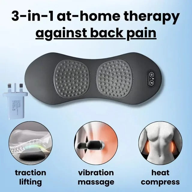 3-in-1 Back Massager Pillow with Heat Vibration – Lower Back Stretch Support 🔥💆