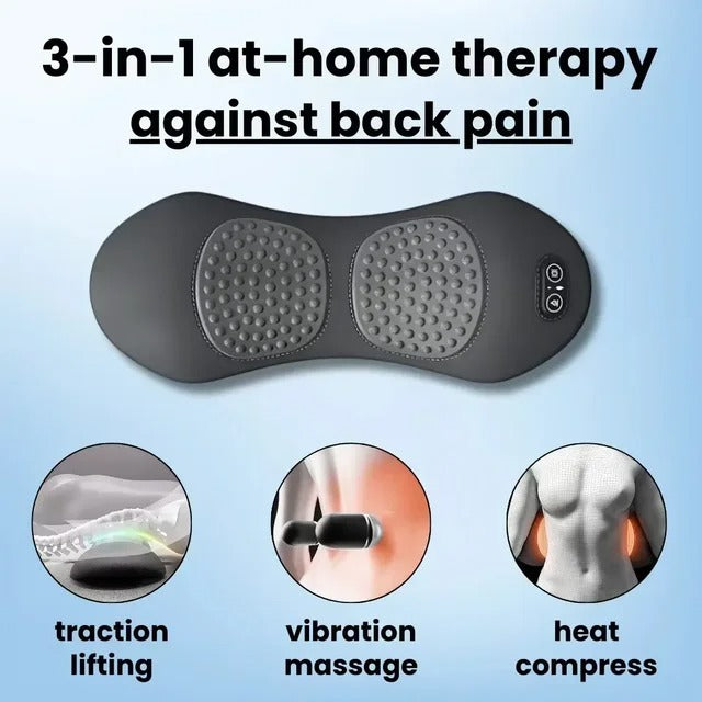 3-in-1 Back Massager Pillow with Heat Vibration – Lower Back Stretch Support 🔥💆