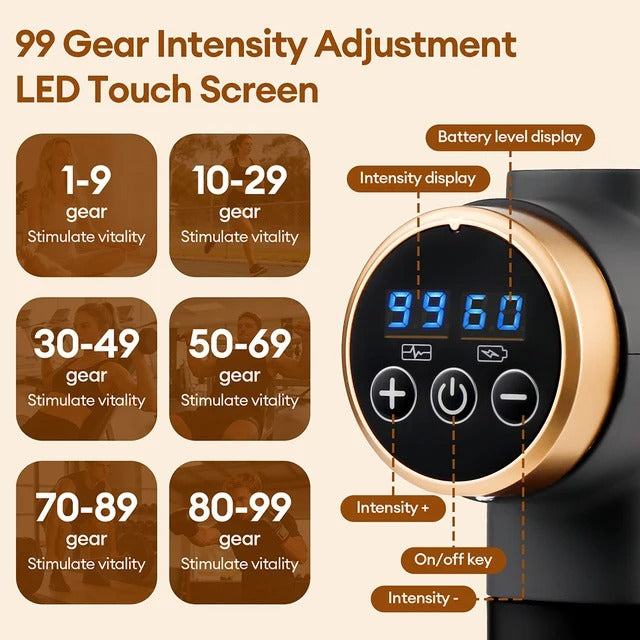 11-in-1 High-Power Massage Gun – 99-Level Deep Tissue Muscle Massager 💪🔥